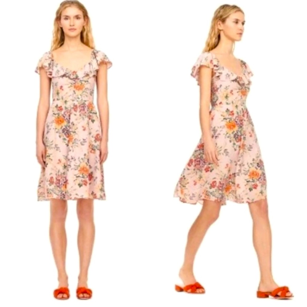 Rebecca Taylor Floral, Marlena, Ruffle A-line Dress. Size 12. New, no tags.